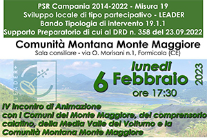 Quarto incontro di animazione e confronto con i sindaci e gli amministratori locali, dopodomani, lunedì 6, a Formicola, presso la sede della Comunità Montana.