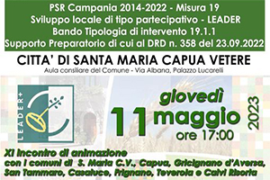 STRATEGIA DI SVILUPPO LOCALE 2023/2027 TRA PROGRAMMAZIONE E NUOVA TERRITORIALIZZAZIONE, IL GAL ALTO CASERTANO SI PRESENTA AI COMUNI DI SANTA MARIA C.V., CAPUA, SAN TAMMARO, CALVI RISORTA, CASALUCE, FRIGNANO, GRICIGNANO D’AVERSA, TEVEROLA.